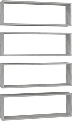 vidaXL - Wandschappen - kubus - 4 - st - 80x15x26,5 - cm - spaanplaat - betongrijs