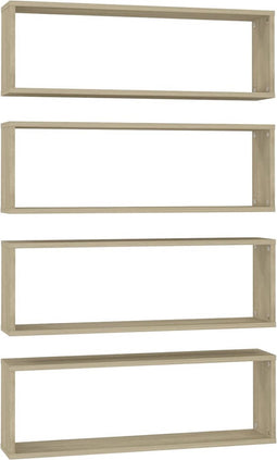 vidaXL - Wandschappen - kubus - 4 - st - 80x15x26,5 - cm - spaanplaat - sonoma - eiken