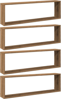 vidaXL - Wandschappen - kubus - 4st - 100x15x30cm - bewerkt - hout - artisanaaleiken