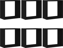vidaXL - Wandschappen - kubus - 6 - st - 30x15x30 - cm - bewerkt - hout - zwart - eiken