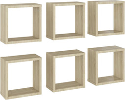 vidaXL - Wandschappen - kubus - 6 - st - 30x15x30 - cm - sonoma - eikenkleurig