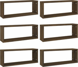 vidaXL - Wandschappen - kubus - 6 - st - 60x15x23 - cm - bewerkt - hout - bruineiken