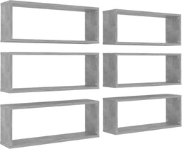 vidaXL - Wandschappen - kubus - 6 - st - 60x15x23 - cm - spaanplaat - betongrijs