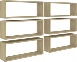 vidaXL - Wandschappen - kubus - 6 - st - 60x15x23 - cm - spaanplaat - sonoma - eiken