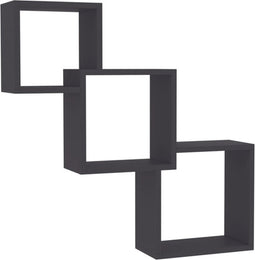 vidaXL - Wandschappen - kubus - 68x15x68 - cm - bewerkt - hout - grijs