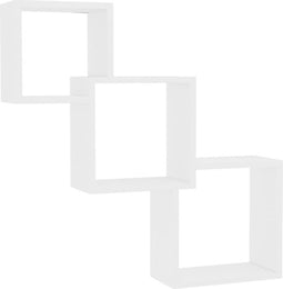 vidaXL - Wandschappen - kubus - 68x15x68 - cm - bewerkt - hout - wit