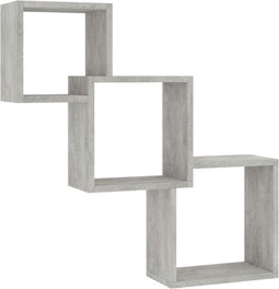 vidaXL - Wandschappen - kubus - 84,5x15x27 - cm - bewerkt - hout - betongrijs