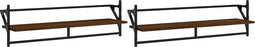vidaXL - Wandschappen - met - stangen - 2 - st - 100x25x30 - cm - bruin - eikenkleur