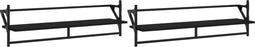 vidaXL - Wandschappen - met - stangen - 2 - st - 100x25x30 - cm - zwart