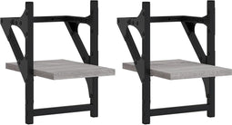 vidaXL - Wandschappen - met - stangen - 2 - st - 20x25x30 - cm - grijs - sonoma - eiken