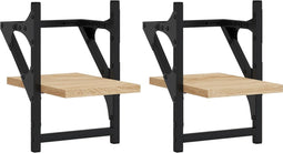 vidaXL - Wandschappen - met - stangen - 2 - st - 20x25x30 - cm - sonoma - eikenkleurig