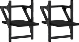 vidaXL - Wandschappen - met - stangen - 2 - st - 20x25x30 - cm - zwart