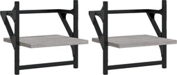 vidaXL - Wandschappen - met - stangen - 2 - st - 30x25x30 - cm - grijs - sonoma - eiken