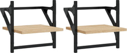 vidaXL - Wandschappen - met - stangen - 2 - st - 30x25x30 - cm - sonoma - eikenkleurig