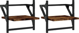 vidaXL - Wandschappen - met - stangen - 2 - st - 30x25x30 - cm - gerookt - eikenkleurig