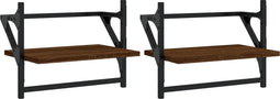 vidaXL - Wandschappen - met - stangen - 2 - st - 40x25x30 - cm - bruin - eikenkleur