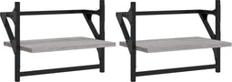 vidaXL - Wandschappen - met - stangen - 2 - st - 40x25x30 - cm - grijs - sonoma - eiken