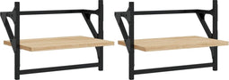 vidaXL - Wandschappen - met - stangen - 2 - st - 40x25x30 - cm - sonoma - eikenkleurig