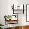 vidaXL - Wandschappen - met - stangen - 2 - st - 40x25x30 - cm - gerookt - eikenkleurig