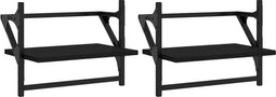 vidaXL - Wandschappen - met - stangen - 2 - st - 40x25x30 - cm - zwart