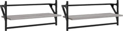 vidaXL - Wandschappen - met - stangen - 2 - st - 65x25x30 - cm - grijs - sonoma - eiken