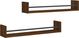 vidaXL - Wandschappen - met - stangen - 2 - st - 80x16x14 - cm - bruin - eikenkleur