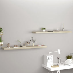 vidaXL - Wandschappen - zwevend - 2 - st - 120x23,5x3,8 - cm - MDF - eikenkleurig