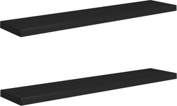 vidaXL - Wandschappen - zwevend - 2 - st - 120x23,5x3,8 - cm - MDF - zwart