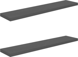 vidaXL - Wandschappen - zwevend - 2 - st - 120x23,5x3,8 - cm - MDF - hoogglans - grijs