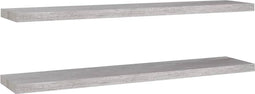 vidaXL - Wandschappen - zwevend - 2 - st - 120x23,5x3,8 - cm - MDF - betongrijs
