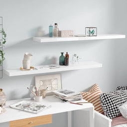 vidaXL - Wandschappen - zwevend - 2 - st - 120x23,5x3,8 - cm - MDF - hoogglans - wit