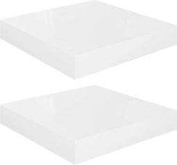 vidaXL - Wandschappen - zwevend - 2 - st - 23x23,5x3,8 - cm - MDF - hoogglans - wit
