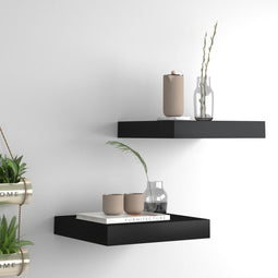 vidaXL - Wandschappen - zwevend - 2 - st - 23x23,5x3,8 - cm - MDF - zwart