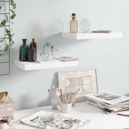 vidaXL - Wandschappen - zwevend - 2 - st - 40x23x3,8 - cm - MDF - hoogglans - wit