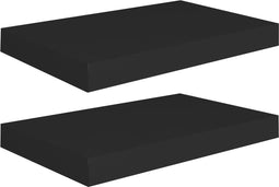 vidaXL - Wandschappen - zwevend - 2 - st - 40x23x3,8 - cm - MDF - zwart