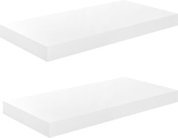 vidaXL - Wandschappen - zwevend - 2 - st - 50x23x3,8 - cm - MDF - hoogglans - wit