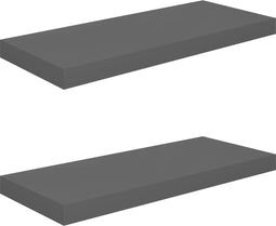 vidaXL - Wandschappen - zwevend - 2 - st - 60x23,5x3,8 - cm - MDF - hoogglans - grijs