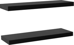 vidaXL - Wandschappen - zwevend - 2 - st - 80x20x3,8 - cm - zwart