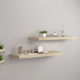 vidaXL - Wandschappen - zwevend - 2 - st - 80x23,5x3,8 - cm - MDF - eikenkleurig