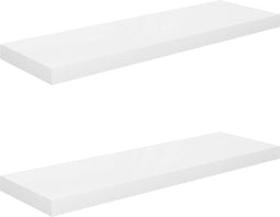 vidaXL - Wandschappen - zwevend - 2 - st - 80x23,5x3,8 - cm - MDF - hoogglans - wit