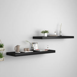 vidaXL - Wandschappen - zwevend - 2 - st - 80x23,5x3,8 - cm - MDF - zwart