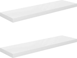 vidaXL - Wandschappen - zwevend - 2 - st - 90x23,5x3,8 - cm - MDF - hoogglans - wit