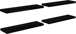 vidaXL - Wandschappen - zwevend - 4 - st - 120x23,5x3,8 - cm - MDF - hoogglans - zwart