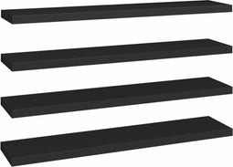 vidaXL - Wandschappen - zwevend - 4 - st - 120x23,5x3,8 - cm - MDF - zwart