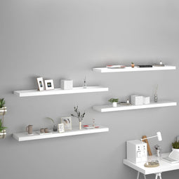 vidaXL - Wandschappen - zwevend - 4 - st - 120x23,5x3,8 - cm - MDF - wit