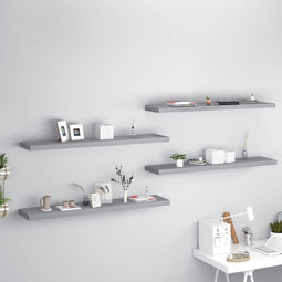 vidaXL - Wandschappen - zwevend - 4 - st - 120x23,5x3,8 - cm - MDF - grijs
