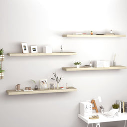 vidaXL - Wandschappen - zwevend - 4 - st - 120x23,5x3,8 - cm - MDF - eikenkleurig