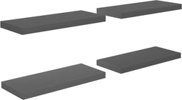 vidaXL - Wandschappen - zwevend - 4 - st - 60x23,5x3,8 - cm - MDF - hoogglans - grijs