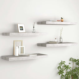 vidaXL - Wandschappen - zwevend - 4 - st - 60x23,5x3,8 - cm - MDF - betongrijs