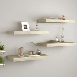 vidaXL - Wandschappen - zwevend - 4 - st - 60x23,5x3,8 - cm - MDF - eikenkleurig